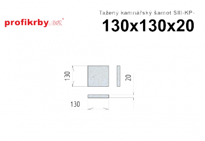 Kamnářská šamotová deska tloušťka 20 mm RHI Magnesita Tažený šamot SIII-KP - 130x130x20 - futrovačka