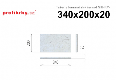 Kamnářská šamotová deska tloušťka 20 mm RHI Magnesita Tažený šamot SIII-KP - 340x200x20