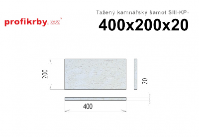 Kamnářská šamotová deska tloušťka 20 mm RHI Magnesita Tažený šamot SIII-KP - 400x200x20