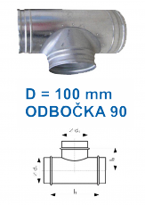 vzduchotechnická tvarovka WENTOR OBJ 90 100 100 odbočka jednoduchá 90