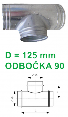 vzduchotechnická tvarovka WENTOR OBJ 90 125 125 odbočka jednoduchá 90