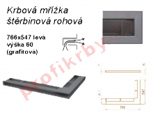 Rohová krbová mřížka Kratki grafitová levá 766x547x60