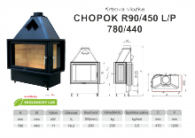Krbová vložka KOBOK KOBOK CHOPOK R90x450 780 450 - Rohová - Dvoje dveře - Levá