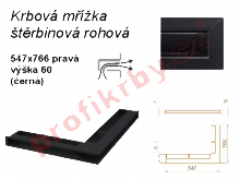 Rohová krbová mřížka Kratki černá pravá  547x766x60